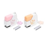 PATIKIL Mini Stapler with Staples, 2PCS Small Stapler Cute Tiny Portable Pocket Set 10 Sheet Capacity Foldable with 80pcs Staples for Desktop Travel Classroom Office Supplies,Pink/Orange