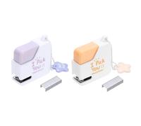 PATIKIL Mini Stapler with Staples, 2PCS Small Stapler Cute Tiny Portable Pocket Set 10 Sheet Capacity Foldable with 80pcs Staples for Desktop Travel Classroom Office Supplies,Purple/Orange
