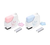 PATIKIL Mini Stapler with Staples, 2PCS Small Stapler Cute Tiny Portable Pocket Set 10 Sheet Capacity Foldable with 80pcs Staples for Desktop Travel Classroom Office Supplies, Pink/Blue