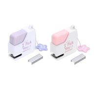 PATIKIL Mini Stapler with Staples, 2PCS Small Stapler Cute Tiny Portable Pocket Set 10 Sheet Capacity Foldable with 80pcs Staples for Desktop Travel Classroom Office Supplies,Pink/Purple
