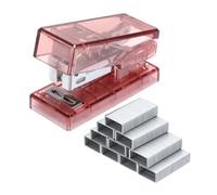 PATIKIL Mini Stapler with Staples, Small Stapler Cute Tiny Portable Pocket Set 20 Sheet Capacity with 1000pcs Staples for Desktop Travel Classroom Office Supplies, Clear Red