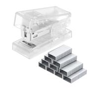 PATIKIL Mini Stapler with Staples, Small Stapler Cute Tiny Portable Pocket Set 20 Sheet Capacity with 1000pcs Staples for Desktop Travel Classroom Office Supplies, Clear White