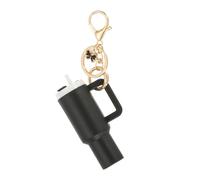 PATIKIL Mini Tumbler Keychain, 1Pcs Mini Cup Keychain Lip Balm Holder Cute Charm Key Chain for Backpack Charm Women Purse Handbags, Black Butterfly