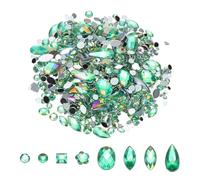 PATIKIL Mixed 1000Pcs AB Colorful Crystal Rhinestones, Gems Rhinestones Flatback Acrylic Gemstone Jewel Assorted Shapes for Nail DIY Craft Party Decorations - (Mint Green AB)