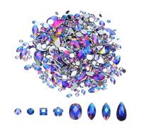 PATIKIL Mixed 1000Pcs AB Colorful Crystal Rhinestones, Gems Rhinestones Flatback Acrylic Gemstone Jewel Assorted Shapes for Nail DIY Craft Party Decorations - (Navy Blue AB)