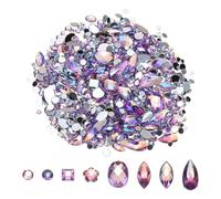 PATIKIL Mixed 500Pcs AB Colorful Crystal Rhinestones, Gems Rhinestones Flatback Acrylic Gemstone Jewel Assorted Shapes for Nail DIY Craft Party Decorations - (Lavender AB)