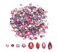 PATIKIL Mixed 500Pcs AB Colorful Crystal Rhinestones, Gems Rhinestones Flatback Acrylic Gemstone Jewel Assorted Shapes for Nail DIY Craft Party Decorations - (Light Pink AB)