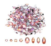 PATIKIL Mixed 500Pcs AB Colorful Crystal Rhinestones, Gems Rhinestones Flatback Acrylic Gemstone Jewel Assorted Shapes for Nail DIY Craft Party Decorations - (Rose Red AB)