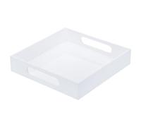 PATIKIL Modern Elegant 10" x 10" Large White Acrylic Tray for Serving and Decorative, 2"/5cm Height Square Glossy Acrylic Serving Tray with Handle for Coffee Perfume, Re-usable