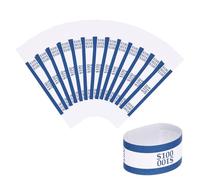PATIKIL Money Bands, 100 Pcs Dollar Bill Wrappers Self-Adhesive Money Straps Self Sealing Bill Straps Sleeves for 100 Dollar Wrappers Organizer, Blue (7.6 x 1.2 Inch)