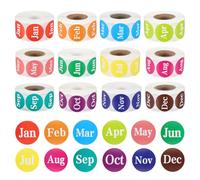 PATIKIL Month Labels Stickers 1 Inch, 12 Roll 12 Months of The Year Round Coding Tag Circle Stickers Monthly Labels for Journals Postcards Food Storage Warehouses Document Archives