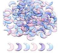PATIKIL Moon Beads, 100Pcs Crystal Moon Beads Translucent Czech Glass Beads Spacer Bead for DIY Jewelry Making Bracelets Necklace, Blue/Pink/Purple
