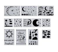 PATIKIL Moon Sun Cloud Star Painting Stencils, 12 Pack Paint Stencils Reusable Painting Template Stencil for Drawing on Wood Fabric Glass Wall, White