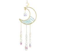 PATIKIL Moon Suncatcher, Aquamarine Crystal Sun Catcher Hanging Prism Wind Chimes for Indoor/Outdoor Window Home Car Garden Wedding Birthday Party Decor, Blue