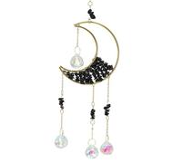 PATIKIL Moon Suncatcher, Black Crystal Sun Catcher Hanging Prism Wind Chimes for Indoor/Outdoor Window Home Garden Car Birthday Party Decor, Black