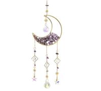 PATIKIL Moon Suncatcher, Purple Crystal Crystal Sun Catcher Hanging Prism Wind Chimes for Indoor/Outdoor Window Home Car Garden Wedding Birthday Party Decor, Purple