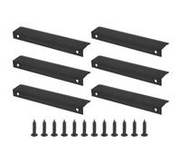 PATIKIL Mount Finger Edge Pull, 6 Pack 150mm/5.91" Aluminum Alloy Concealed Handle Cabinet Edge Pulls with Screws for Home Kitchen Furniture Door Drawer, Black