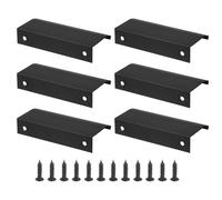 PATIKIL Mount Finger Edge Pull, 6 Pack 80mm/3.15" Aluminum Alloy Concealed Handle Cabinet Edge Pulls with Screws for Home Kitchen Furniture Door Drawer, Black