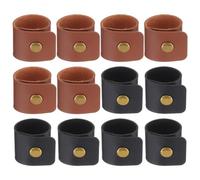 PATIKIL Napkin Rings, 2 Pcs Leather Napkin Rings Rustic Holder for Table Decor Thanksgiving Farmhouse Wedding Fall Banquets Dinner Party Ornaments Classic, Brown & Black