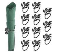 PATIKIL Napkin Rings Holder, 12 Pcs Leaf Napkin Holder Ring Dining Table Centerpieces Decor for Holiday Serviette Dinner Wedding Table Setting Home Party Tableware Decorations, Black