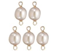PATIKIL Natural Freshwater Pearl Charm, 5 Pcs Culture Pearl Beads Links Connectors with Hole for Necklace DIY Ocean Pendants Jewelry Making, Pink