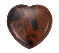 PATIKIL Natural Heart Shaped Crystal Stone, 2.4 Inch Mini Polished Love Gemstone Crystal, Pocket Rock Engraved Worry Stones for Women Gifts Meditation, Mahogany Obsidian