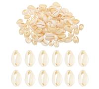 PATIKIL Natural Seashell Charm, 100 Pcs Oval Dyed Shells Craft Pendants Open Back Scallop Shell Beads with Hole for Necklace DIY Ocean Jewelry Making, White