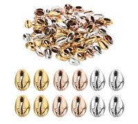 PATIKIL Natural Seashell Charm, 100 Pcs Oval Dyed Shells Craft Pendants Open Back Scallop Shell Beads with Hole for Necklace DIY Ocean Jewelry Making, Gold, silver, rose gold