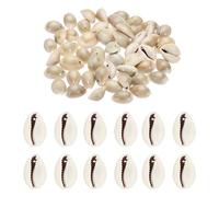 PATIKIL Natural Seashell Charm, 50 Pcs Oval Dyed Gold Edge Shell Craft Pendants Open Back Scallop Shell Beads with Hole for Necklace DIY Ocean Jewelry Making, Gray