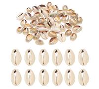 PATIKIL Natural Seashell Charm, 50 Pcs Oval Dyed Shells Craft Pendants Open Back Scallop Shell Beads with Hole for Necklace DIY Ocean Jewelry Making, Gray