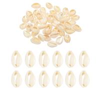PATIKIL Natural Seashell Charm, 50 Pcs Oval Dyed Shells Craft Pendants Open Back Scallop Shell Beads with Hole for Necklace DIY Ocean Jewelry Making, White
