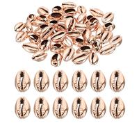 PATIKIL Natural Seashell Charm, 50 Pcs Oval Dyed Shells Craft Pendants Open Back Scallop Shell Beads with Hole for Necklace DIY Ocean Jewelry Making, Rose gold