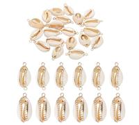 PATIKIL Natural Seashell Charm Kit, 20 Pcs Oval Dyed Shell Craft Pendants with Hole Shell Connection for Necklace DIY Ocean Jewelry Making, Gold