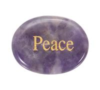 PATIKIL Natural Thumb Worry Stone, 1.7"x1.3" Oval Crystal Stone with Inspirational Words, Pocket Rock Anxiety Crystals for Women Stress Gifts Meditation, Purple(Style 9)