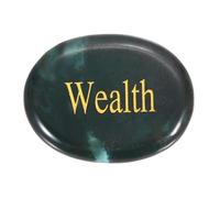 PATIKIL Natural Thumb Worry Stone, 1.7"x1.3" Oval Crystal Stone with Inspirational Words, Pocket Rock Anxiety Crystals for Women Stress Gifts Meditation, Black Green(Style 11)