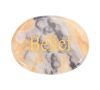 PATIKIL Natural Thumb Worry Stone, 1.7"x1.3" Oval Crystal Stone with Inspirational Words, Pocket Rock Anxiety Crystals for Women Stress Gifts Meditation, Lace Agate(Belief)
