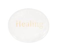 PATIKIL Natural Thumb Worry Stone, 1.8"x1.5" Oval Crystal Stone with Inspirational Words, Pocket Rock Anxiety Crystals for Women Stress Gifts Meditation, Clear Quartz(Word H)