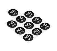 PATIKIL NFC Stickers, 10 Pack NTAG213 Tag Sticker 144 Bytes Memory Fully Programmable Blank Round 30mm/1.2" Dia NFC Tags for Phone, NFC-Enabled Device, Black