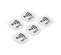 PATIKIL NFC Stickers, 5 Pack NTAG213 Tag Sticker 144 Bytes Memory Fully Programmable Blank Round 30mm/1.2" Dia NFC Tags for Phone, NFC-Enabled Device, White