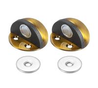 PATIKIL No Drilling Magnet Door Stop, 2 Pack Dome Shaped Floor Mount Door Stopper Self Adhesive Wall Protector Catch Door Holder for Home Office Bedroom Keep Door Open, Yellow Bronze