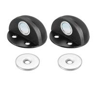 PATIKIL No Drilling Magnet Door Stop, 2 Pack Dome Shaped Floor Mount Door Stopper Self Adhesive Wall Protector Catch Door Holder for Home Office Bedroom Keep Door Open, Black