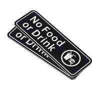 PATIKIL No Food or Drink Sign, 2 Pack Acrylic 9"x3" Self Adhesive Door Wall Sign Sticker for Office Business Warehouse Shop, Black