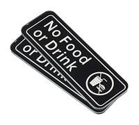 PATIKIL No Food or Drink Sign,2Pcs 6"x2" Door Wall Sign Sticker,Black | Acrylic,Self Adhesive for Office Business Warehouse Shop