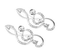 PATIKIL Note Crystal Safety Decorative Pin Brooch Clip Clasp Pin, 2Pcs Anti Exposure Enamel for Women Sweaters, Shawls, Collars, Dress, Silver