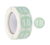 PATIKIL Number 18 Circle Stickers,1 Inch Round Color Coded Self-Adhesive Number Label 500 Labels/Roll for Home Organization Office Management, Light Teal with White Text