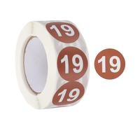 PATIKIL Number 19 Circle Stickers,1 Inch Round Color Coded Self-Adhesive Number Label 500 Labels/Roll for Home Organization Office Management, Light Brown with White Text