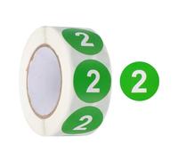 PATIKIL Number 2 Circle Stickers,1 Inch Round Color Coded Self-Adhesive Number Label 500 Labels/Roll for Home Organization Office Management, Green with White Text