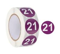 PATIKIL Number 21 Circle Stickers,1 Inch Round Color Coded Self-Adhesive Number Label 500 Labels/Roll for Home Organization Office Management, Purple with White Text