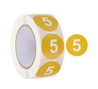 PATIKIL Number 5 Circle Stickers,1 Inch Round Color Coded Self-Adhesive Number Label 500 Labels/Roll for Home Organization Office Management, Yellow with White Text