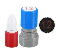 PATIKIL Number Stamps Self Inking, Numeral 12 Teacher Initial Stamp Ink Stamp for Class Notebook Scrapbooking DIY Craft Style 1, Red Ink